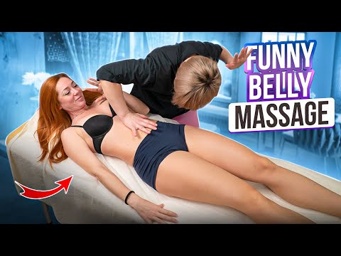 FUNNY ANTICELLULITE BELLY ASMR MASSAGE FOR REDHEAD GIRL ALENA