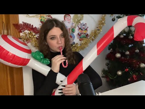ASMR | Blowing and Playing with Inflatables | Spit Painting And Mouthsounds ❤️❤️⭐️