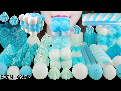 【ASMR】SKYBLUE DESSERTS💙💎 SUGARED COOKIE,MARSHMALLOW,JELLY MUKBANG 먹방 EATING SOUNDS NO TALKING