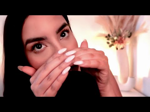 ASMR | Close-up Inaudible Whispering + Mouth Sounds & Relaxing Hand Movements In a Dim Light Room