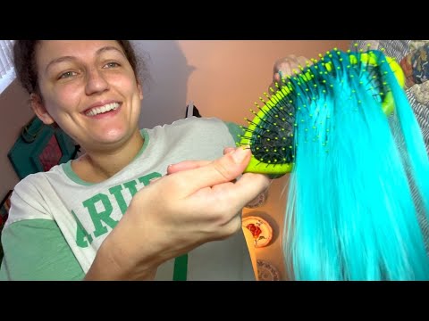 ASMR ~ BRUSHING YOUR HAIR + TINGLY GUM CHEWING 💙