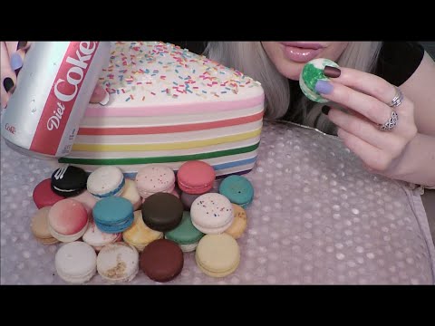 ASMR Eating Macarons & Drinking Soda on My Birthday | Whispered Chat