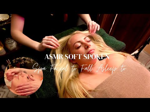ASMR Spa Facial for Relaxation and Sleep | Soft Spoken Video with Facial Roller and Scalp Massage..