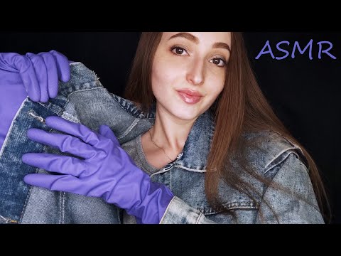 ASMR Purple Gloves & Jeans Jacket Scratching / Fabric Sounds / No Talking