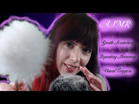 [ASMR] Mic Scratching on Fuzzy cover (Repeating Sleeeep and visual triggers)