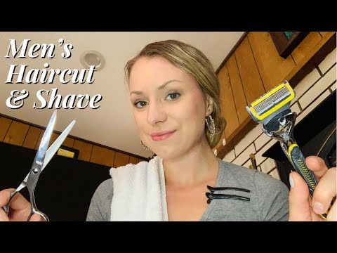 MENS HAIRCUT AND SHAVE ASMR ROLEPLAY | Scissors, Spray Bottle, Shaving Sounds | Mens Haircut ASMR