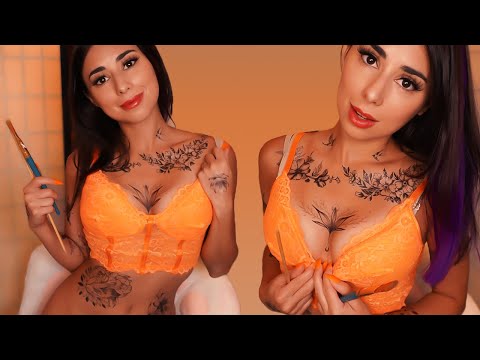 ASMR Tattoo Tracing MY NEW INK 😉✏️ close up body triggers, tattoo tour tingles, personal attention