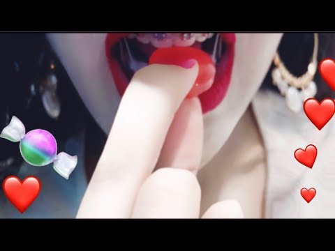 ASMR Girlfriend Roleplay Close Up [Red Candy Eating Sounds,Whispering]