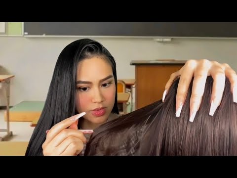 ASMR Girl With No Boundaries Gives U Scalp Check (Scratching Plucking) +Touches Ur Face| gum chewing
