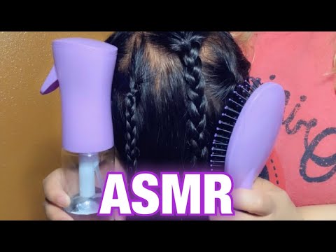 ASMR| Hair brushing, scalp scratching, and some braiding| Gum chewing+No talking