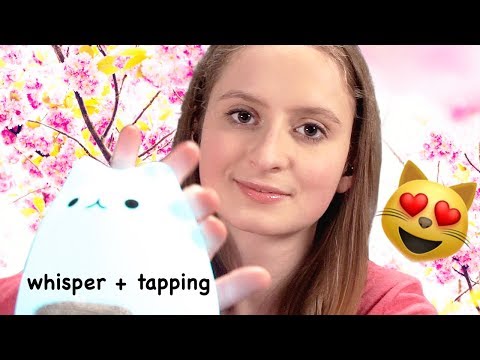 ASMR Cat Lamp (whispered version)- Tapping & Light & Waterdrop Mouth Sounds