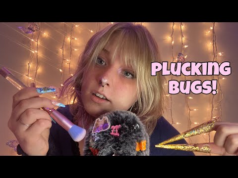 ASMR fluffy mic cover triggers! getting bugs off the mic, scratching, plucking 🐛👌🏻✨