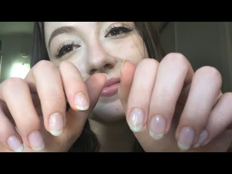 ASMR natural nails simple care routine (hand and lotion sounds, tapping, whispers)