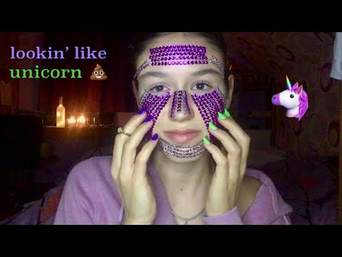 rhinestones on my face ASMR - jewel scratching and tapping
