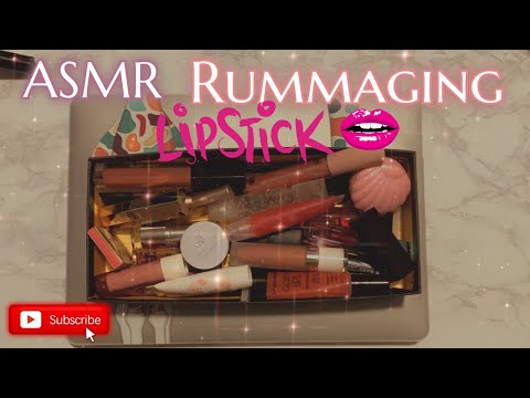 ASMR| Lipstick/Lipgloss rummaging 💋💄| Lid sounds & tapping (No talking)