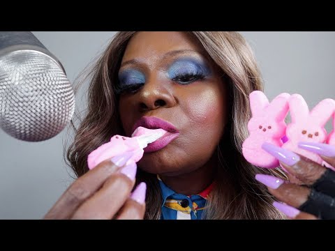 SWEET CUTE PINK BUNNY MARSHMALLOWS ASMR EATING SOUNDS