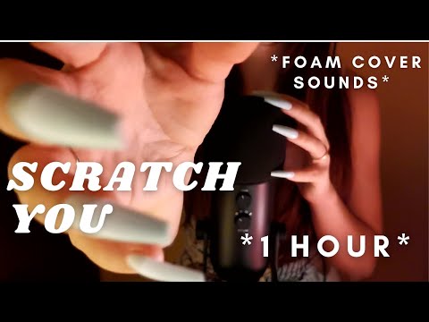 ASMR - [1 HOUR version] FAST SCRATCHING YOU TO SLEEP (SCRATCHING MIC FOAM COVER,Close Up Whispering)