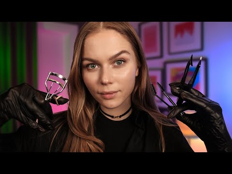 ASMR Doing Your Eyebrows and Lashes (Brushing, coloring, tweezing) Beautician RP, Personal Attention