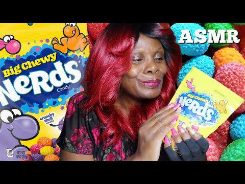 TRYING BIG CHEWY NERDS CRUNCHY SHELL ASMR EATING SOUNDS