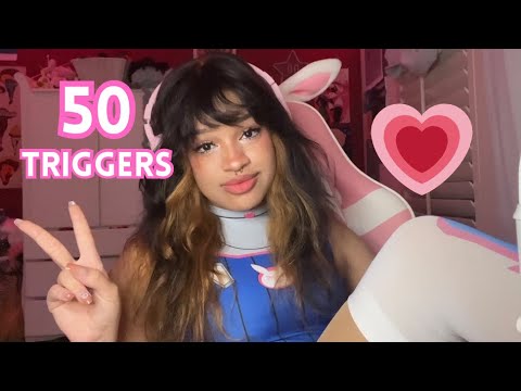 ASMR 50 Fast and Aggressive Triggers!💗 Fabric Scratching, Mouth Sounds, Tapping, and more!