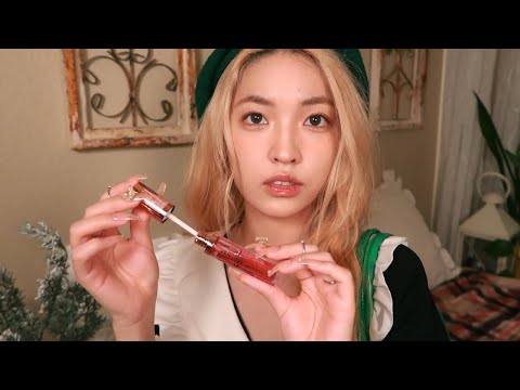 ASMR Personal Attention | face touch, hair brushing, lip oil, questions [layered sounds] ft. Dossier