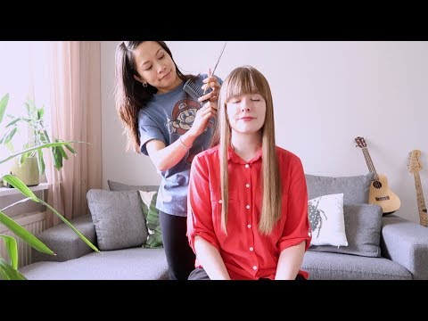 ASMR Haircutting ~ Scissors, Brushing, Head Massage, Cutting and Ear to Ear Whisper