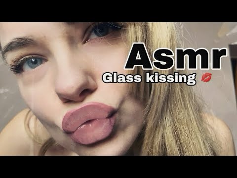 ASMR - Glass kisses sounds | soft talking