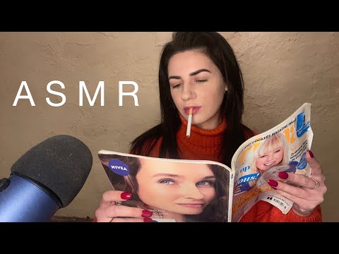 ASMR | Magazine Flipping & Smoking (Crinkle Sounds, Whispering & Rambling)