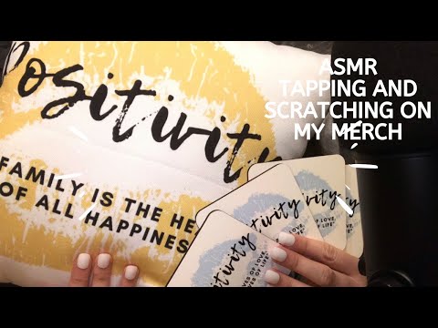 ASMR TAPPING AND SCRATCHING ON FABRIC WHILE WHISPERING (MY MERCH)