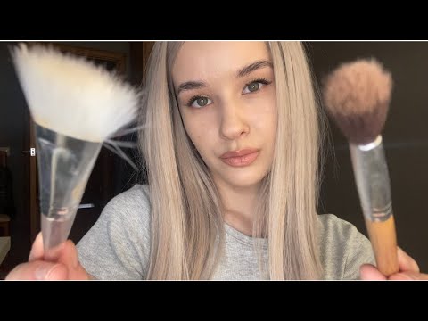 АСМР Массаж лица кисточками | Звуки рта | ASMR face massage brushes | Mouth sounds