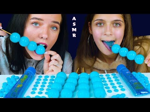 ASMR BLUE PLANET GUMMY, SOUR CANDY GEL, CHEWY NERDS, CANDY BUTTONS EATING MUKBANG