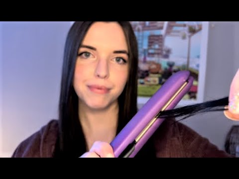 Friend plays with your hair 🎀(ASMR) | Brushing, hair straightening, clips