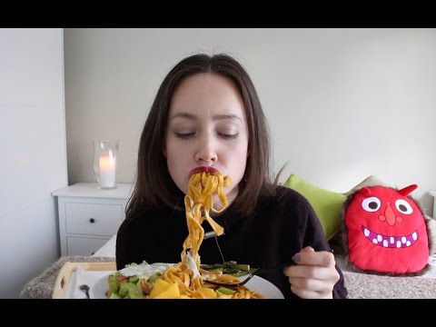 ASMR Whisper Intense Eating Sounds | Carrot Pasta, Salad, Asparagus and Mango