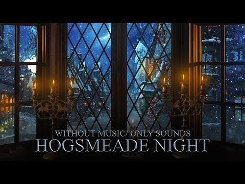 Hogsmeade Window "Winter Night"⛄ Harry potter ASMR Ambience 🎄 Fireplace & Snowfall Sounds - No Music
