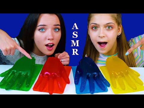 ASMR RAINBOW SHEET JELLY WITH JELLY HANDS 먹방 EATING SOUNDS MUKBANG NO TALKING
