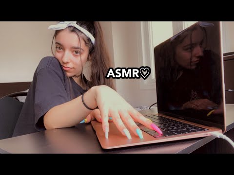 ASMR | MACBOOK AIR 2020 ROSE GOLD TAPPING & TYPING WITH LONG NAILS *tingles for ur ears* RELAXATION💙
