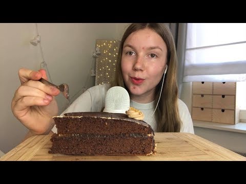 ASMR eating chocolate cake