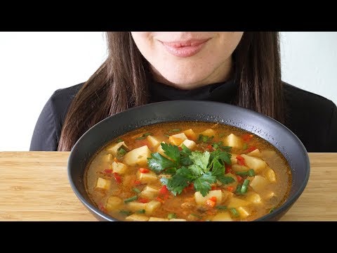 ASMR Eating Sounds: Peppery Soy Broth With Potato & Tofu (No Talking)