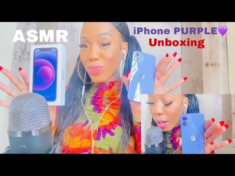 iPhone 12 💜PURPLE Unboxing 💜ASMR * requested  w/ Nail Tapping