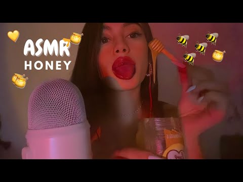 Asmr eating honey (mouth sounds and licking sounds)🍯🐝