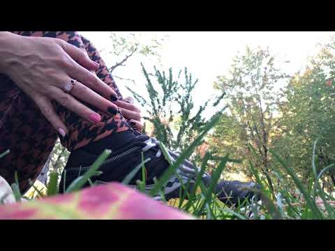 ASMR FEET stretching in grass Fall leaves sounds