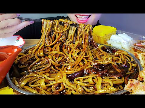 ASMR MÌ TƯƠNG ĐEN - BLACK BEAN NOODLES (Jjajangmyeon 짜장면) WITH FRIED PORK EATING SOUNDS | LINH-ASMR