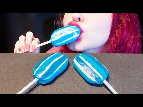 ASMR: Huge Blueberry Lollipops & A Blue Tongue | Crunchy Hard Candy 🍭 ~ Relaxing [No Talking|V] 😻