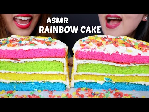 ASMR RAINBOW CAKE (soft crunchy eating sounds) 무지개 케이크 리얼사운드 먹방 | Kim&Liz ASMR