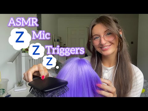 ASMR Mic triggers☁️ (mic scratching, brushing, hair brushing, tapping)