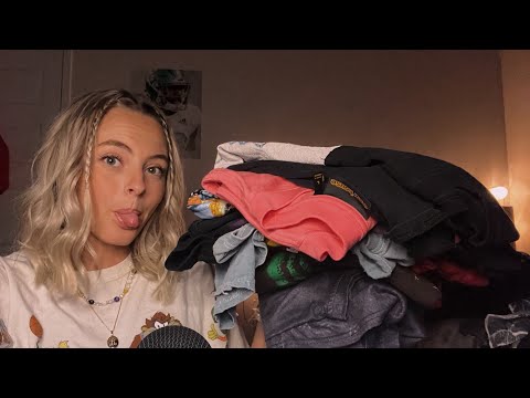 ASMR | Showing you my Graphic Tee Collection | Fabric Scratching and Gentle Whispering