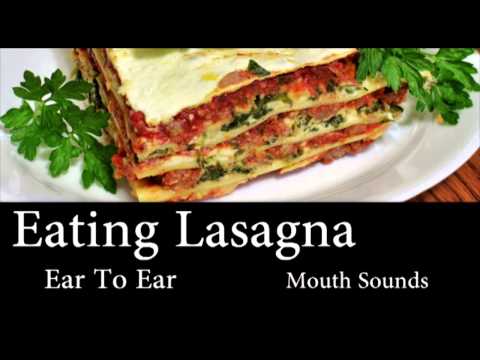 Binaural ASMR Eating Lasagna, Ear To Ear l Mouth Sounds