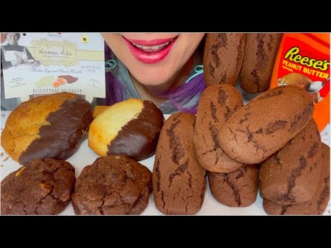 ASMR CACAO BISCOTTI, CHOCOLATE DIPPED SHORT BREAD COOKIES, BROWNIE COOKIES먹방 |CURIE.ASMR
