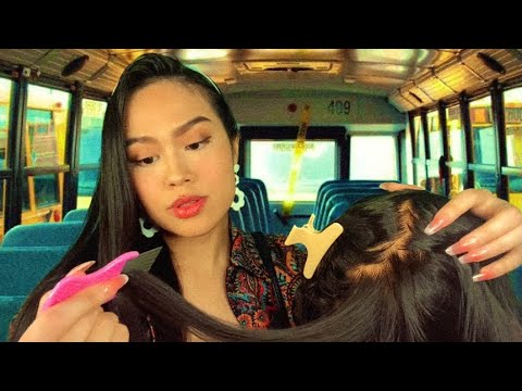 ASMR 70s Popular Girl Gives U Lice Check on School Bus| Scalp Check, Plucking,Scratching,Gum Chewing