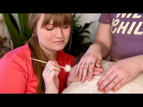 ASMR Real Person Tattoo Hand Examination | Sharp or Dull, Warm or Cold, Measuring, Hammer, Writing